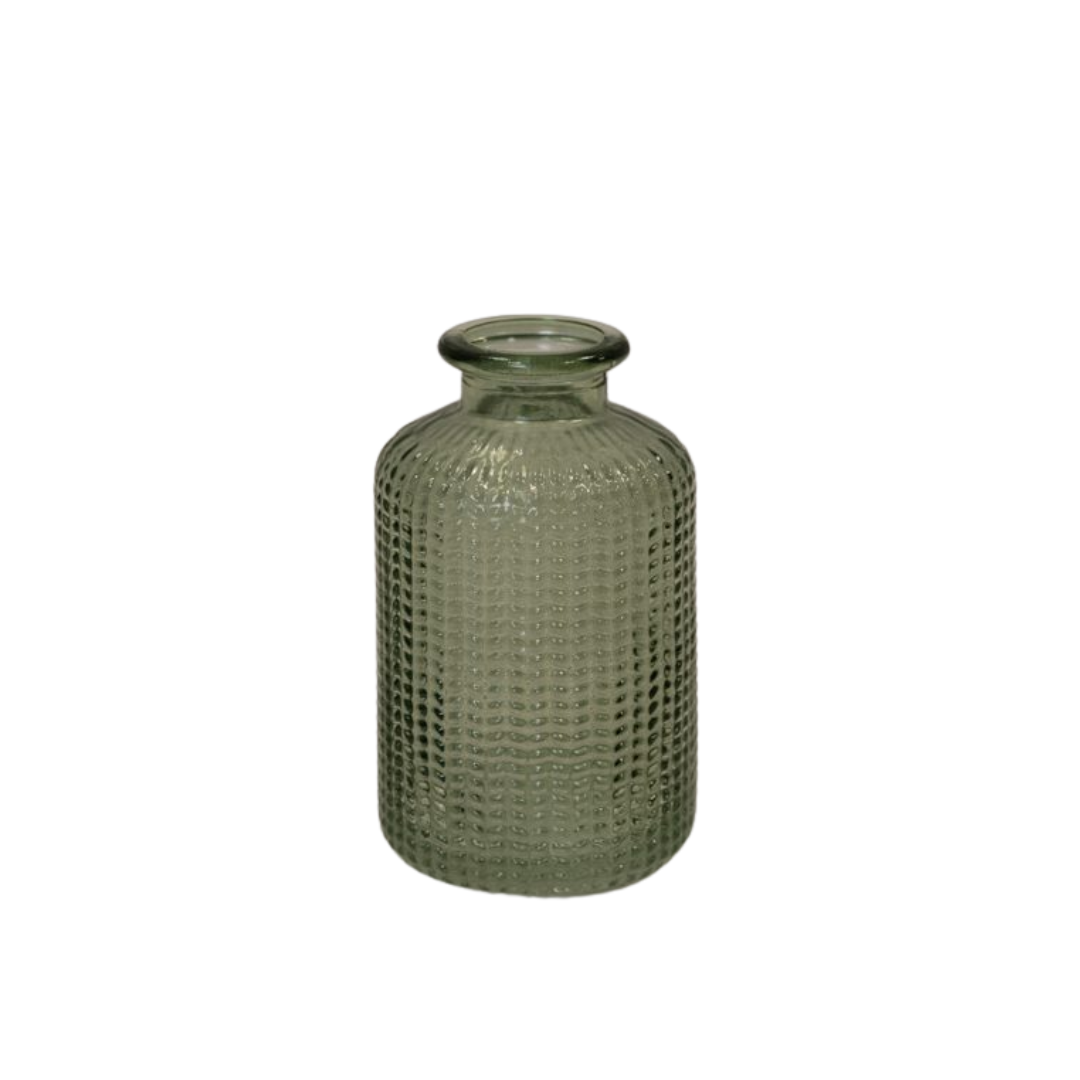 Vintage Green Dimpled Glass Bottle