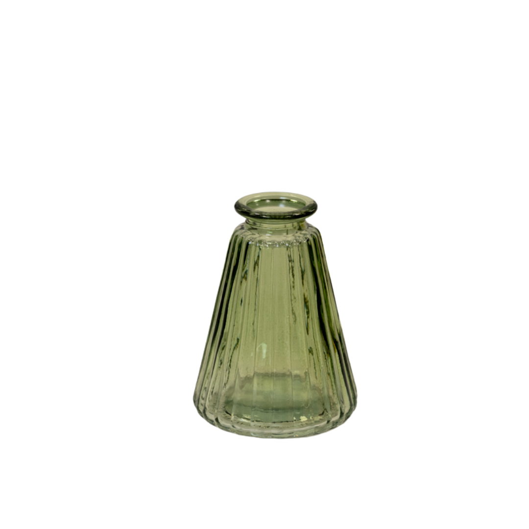 Vintage Green Ribbed Glass Bottle