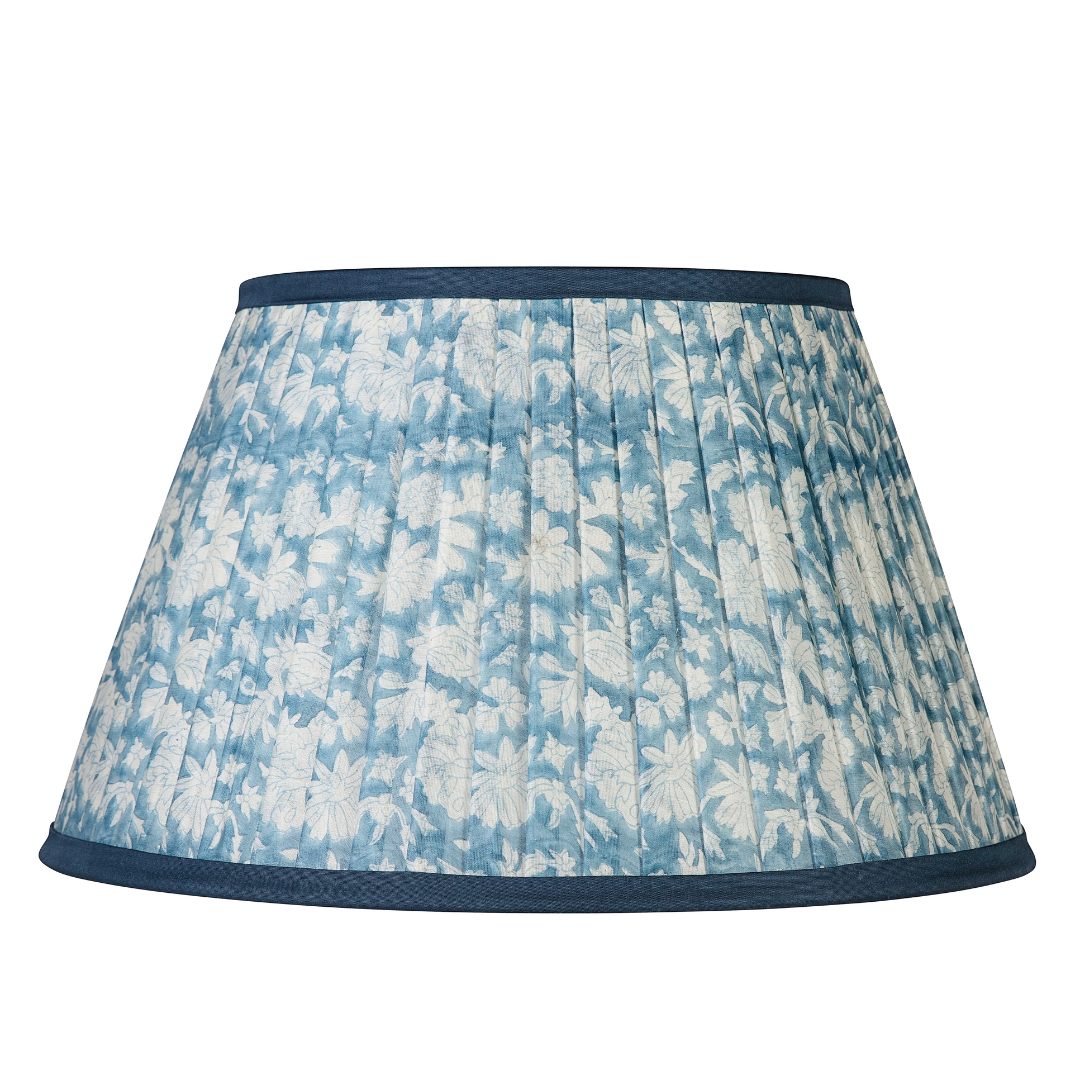 White Flower on Blue Background with Blue Trim