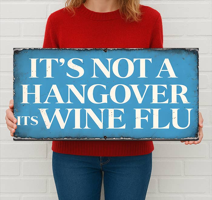 It's Not a Hangover It's Wine Flu Sign – Funny Metal Sign: 12x6inch