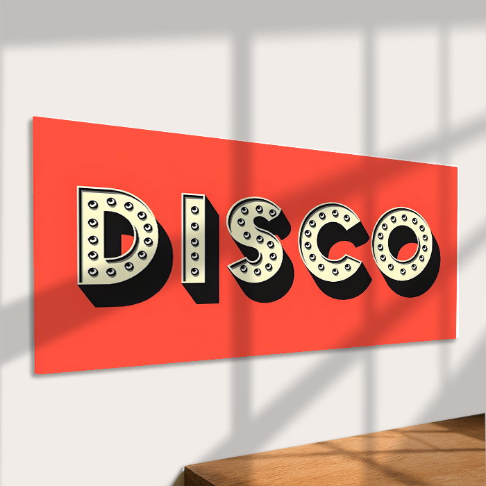 Disco Metal Sign – Retro Light Bulb Style Party Wall Decor: 16x8inch