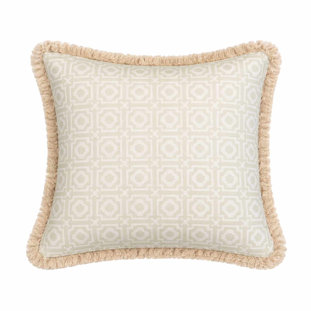 Alotablots Cushion - Sage with Cream Fringe