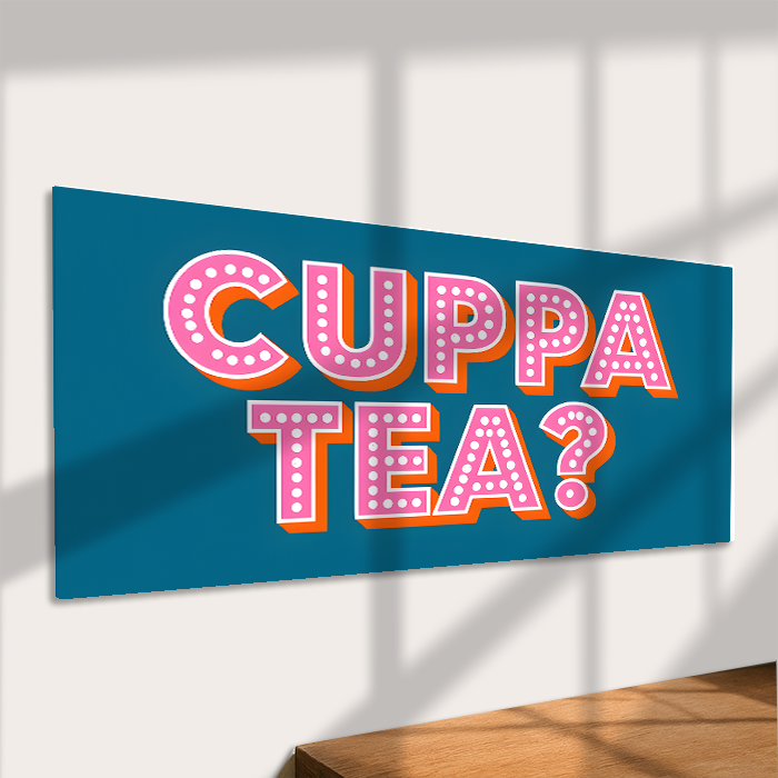 Cuppa Tea? Metal Sign – Fun Retro Kitchen Wall Decor: 16x8inch