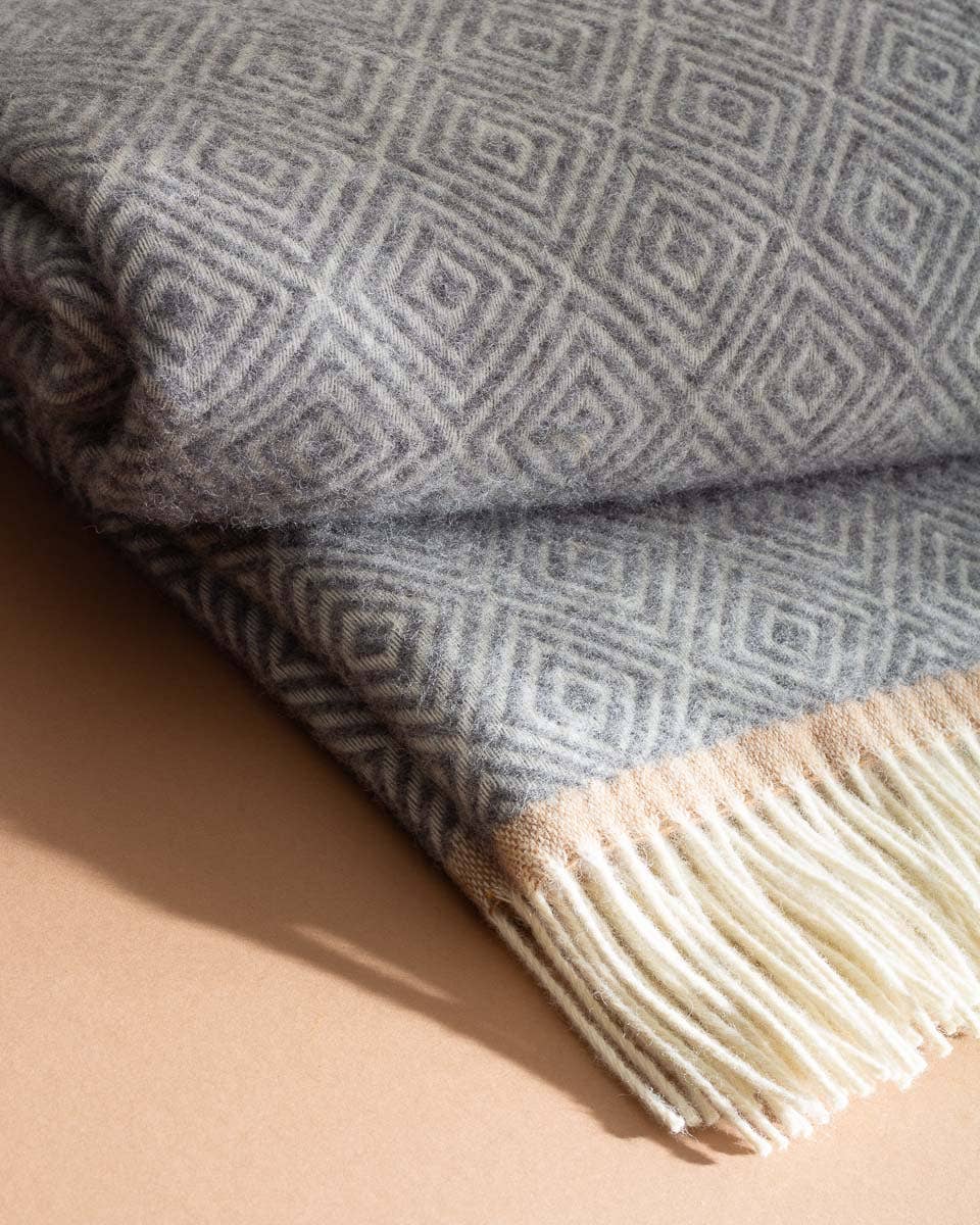 Wool throw blanket VENEZIA Grey