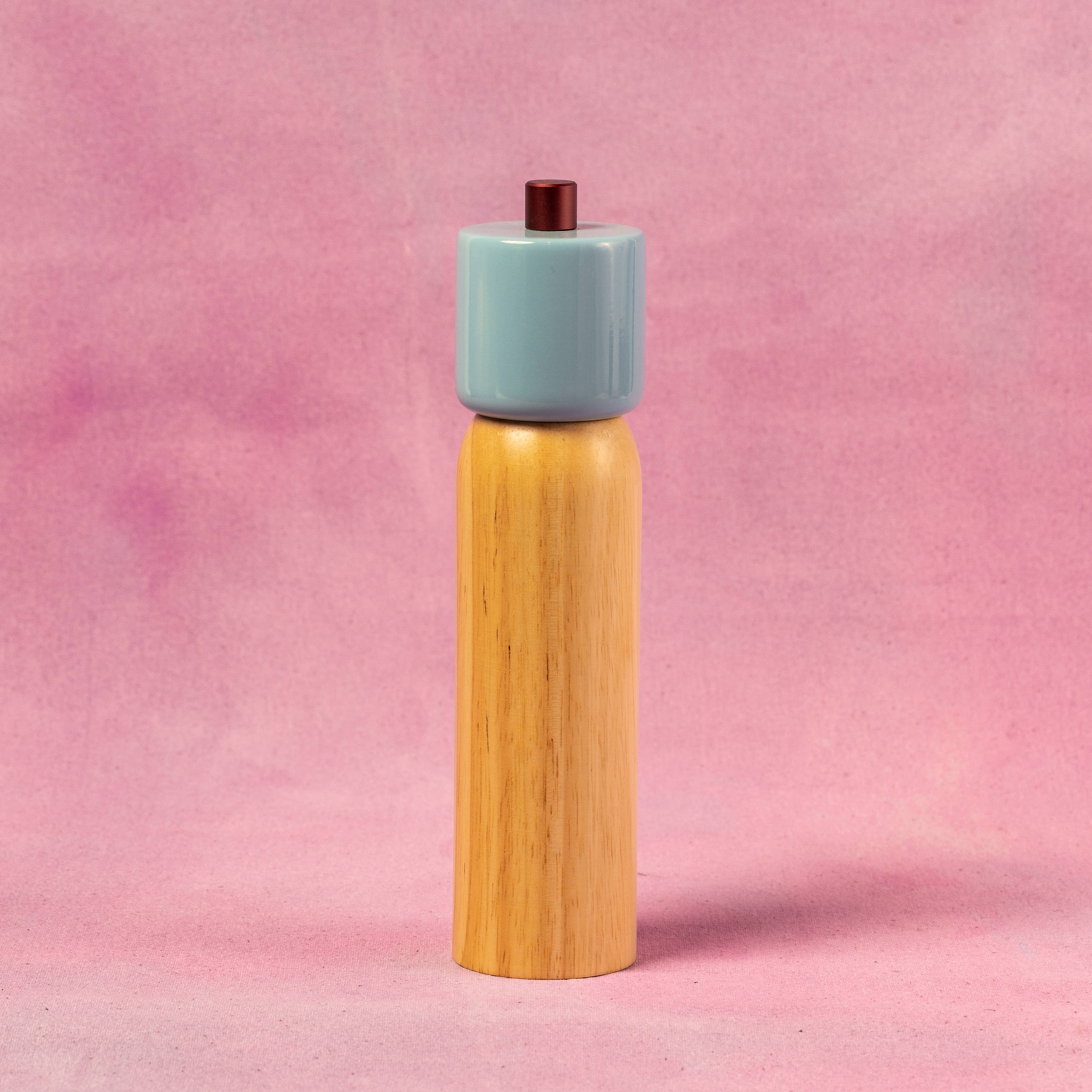 New! Salt & Pepper Grinder - Light Blue & Burgundy: Medium