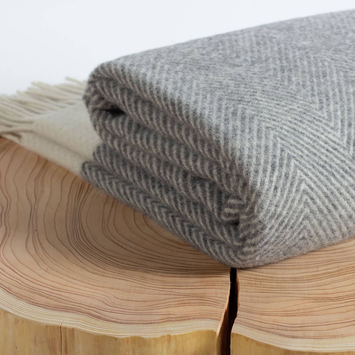 Wool throw blanket FLORENCE - gray