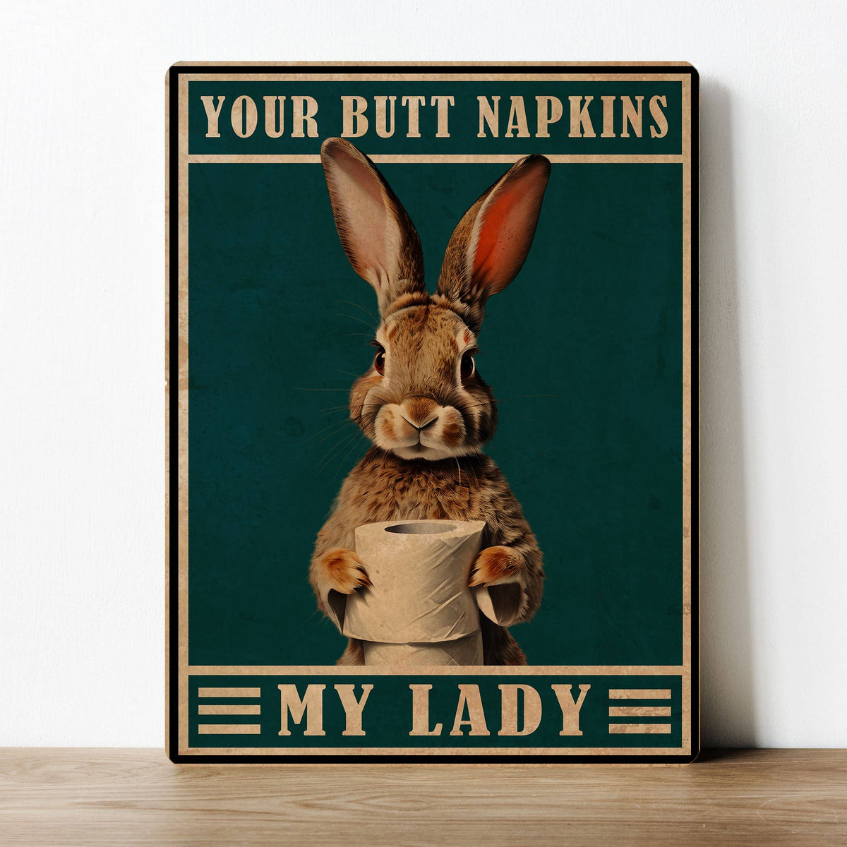 Funny Rabbit Toilet Butt Napkins Bathroom Metal Sign Plaque: 6x8inch