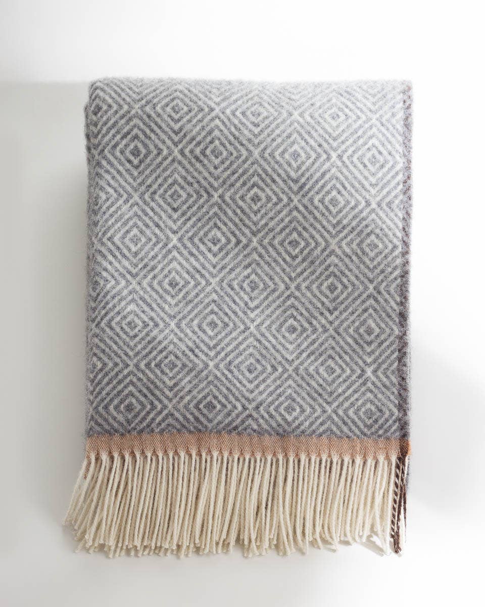 Wool throw blanket VENEZIA Grey