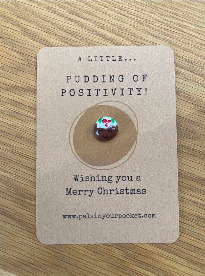 Christmas Pudding Charm Pocket Stone For Secret Santa
