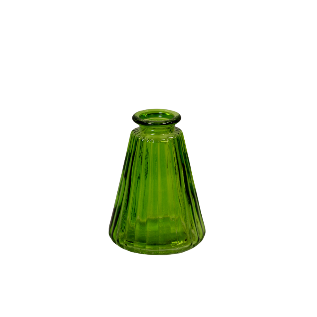 Emerald Green Ribbed Glass Bottle