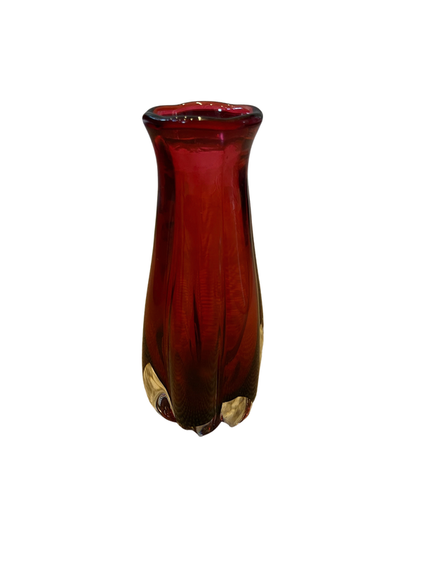 Small thin red vase glassware