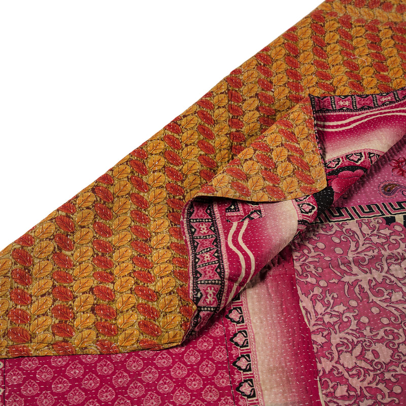 Large Pink, Orange and Gold Patterned Bedspread