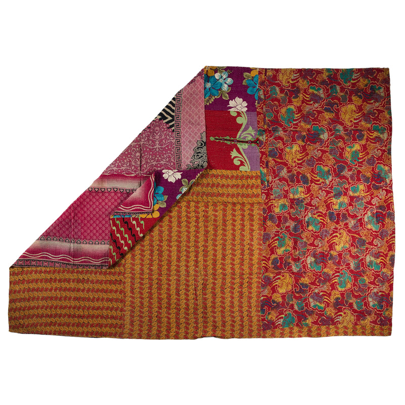 Large Pink, Orange and Gold Patterned Bedspread