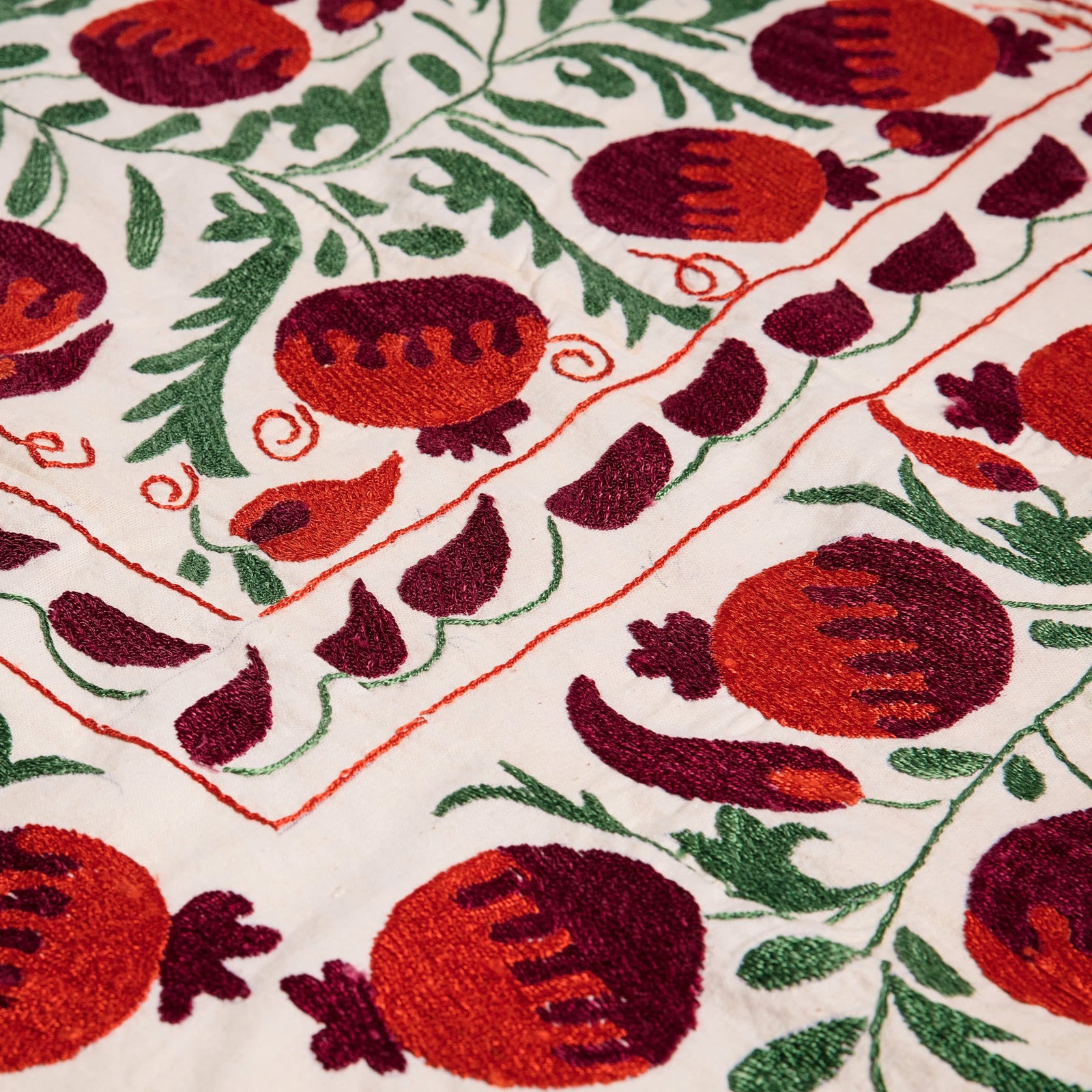 Large Red, Cherry and Green Pomegranate Suzani