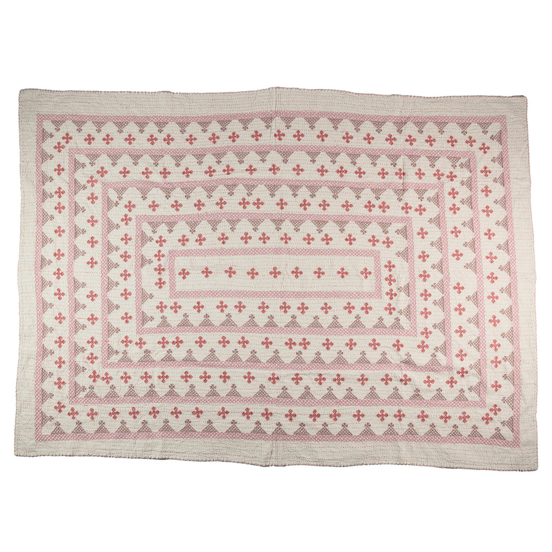 Pink and Purple Hand embroidered Kantha