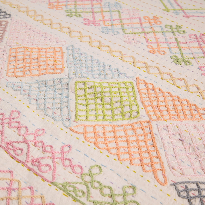 Multicoloured Hand embroidered Kantha