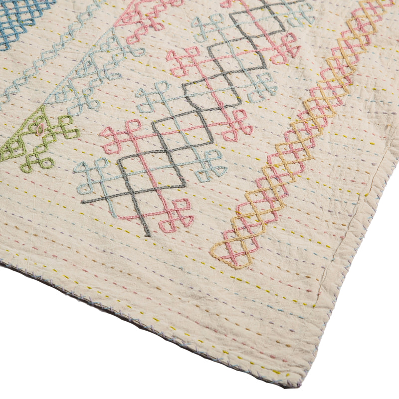 Multicoloured Hand embroidered Kantha