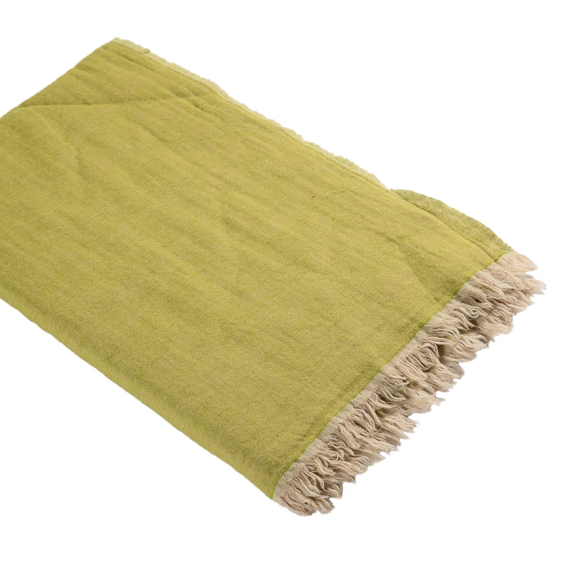 Large Lime Throw with Cream Fringing
