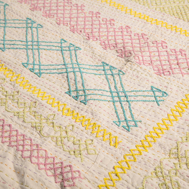 Multicoloured Hand embroidered Kantha