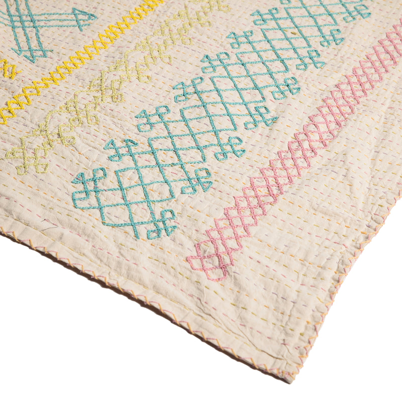 Multicoloured Hand embroidered Kantha