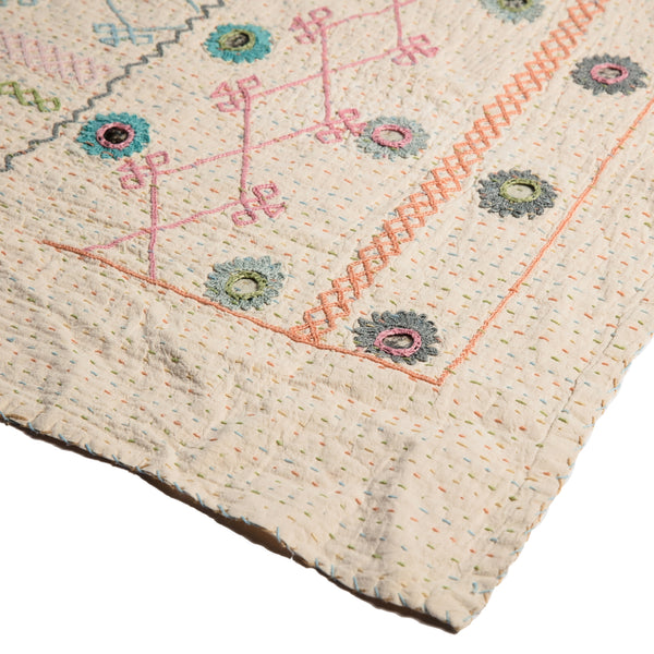 Multicoloured Mirrored Hand embroidered Kantha