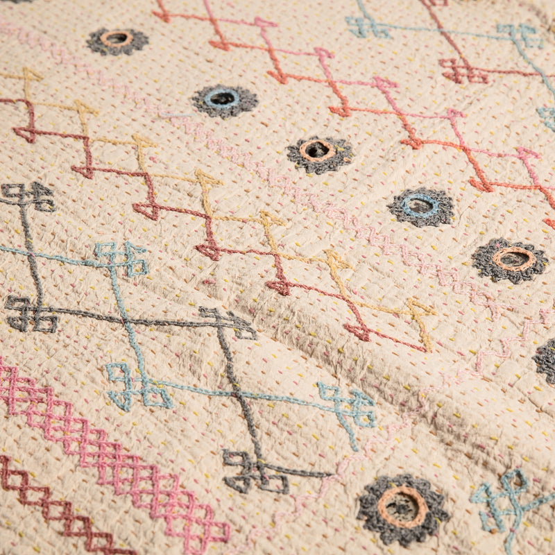 Mirrored multicoloured Hand embroidered Kantha