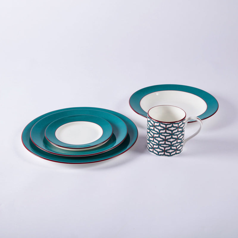 Teal pudding plate