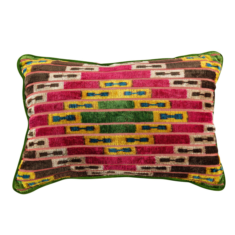 Limited Edition Uzbek Fuchsia, Green and Yellow Lumbar Cushion