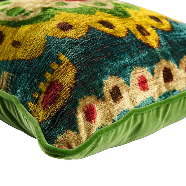 Limited Edition Green and Yellow Velvet lumbar cushion