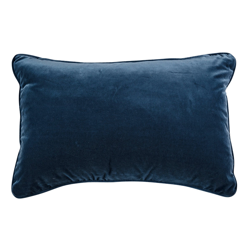 Limited Edition Blue and Green velvet lumbar with navy velvet back.