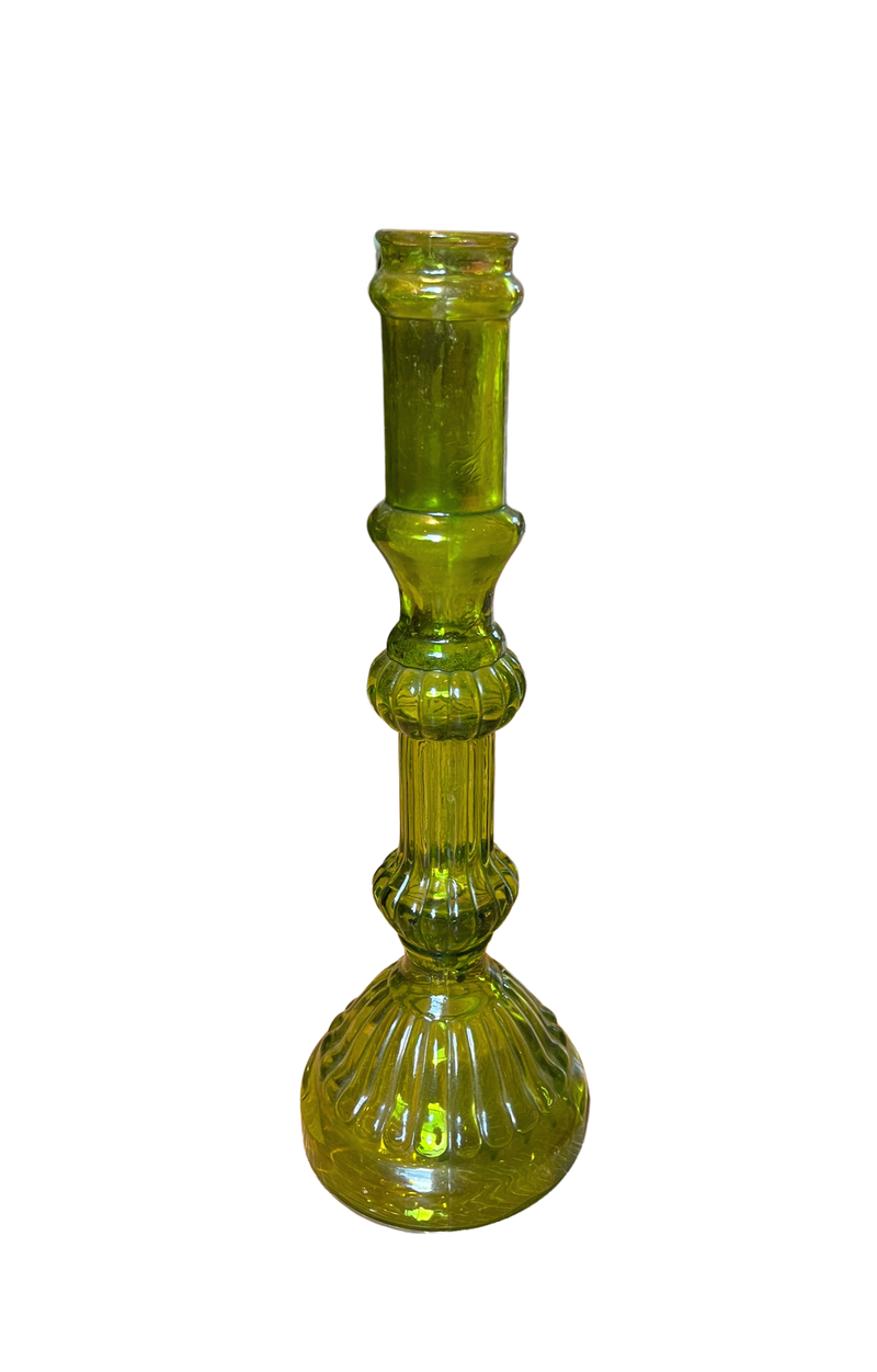 Tall green Candle stick glass