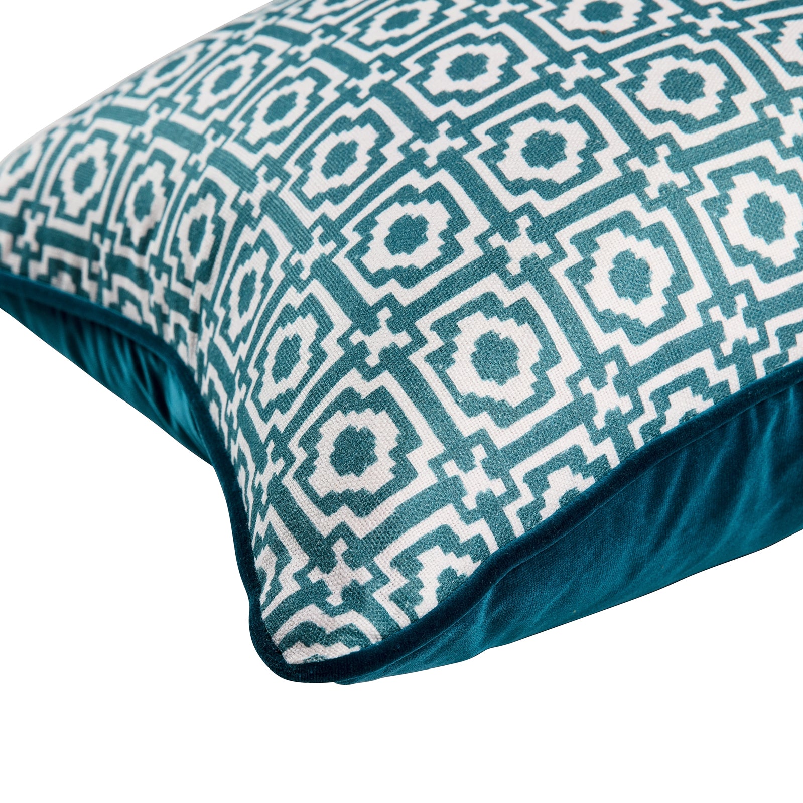 Alotablots Cushion - Teal with Teal Velvet Back and Piping