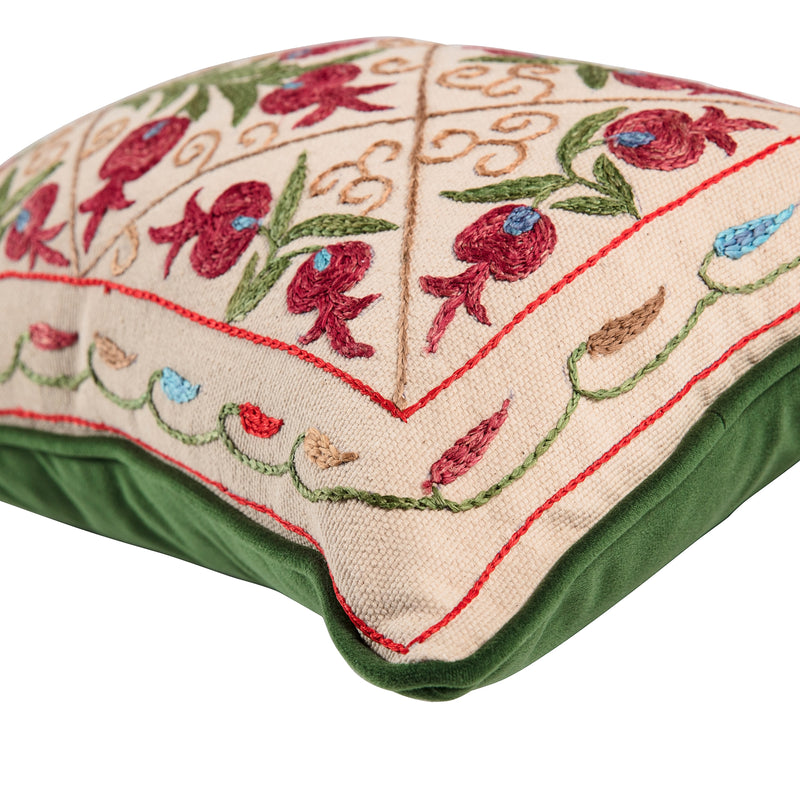 Small Limited edition green and red lumbar with green velvet back