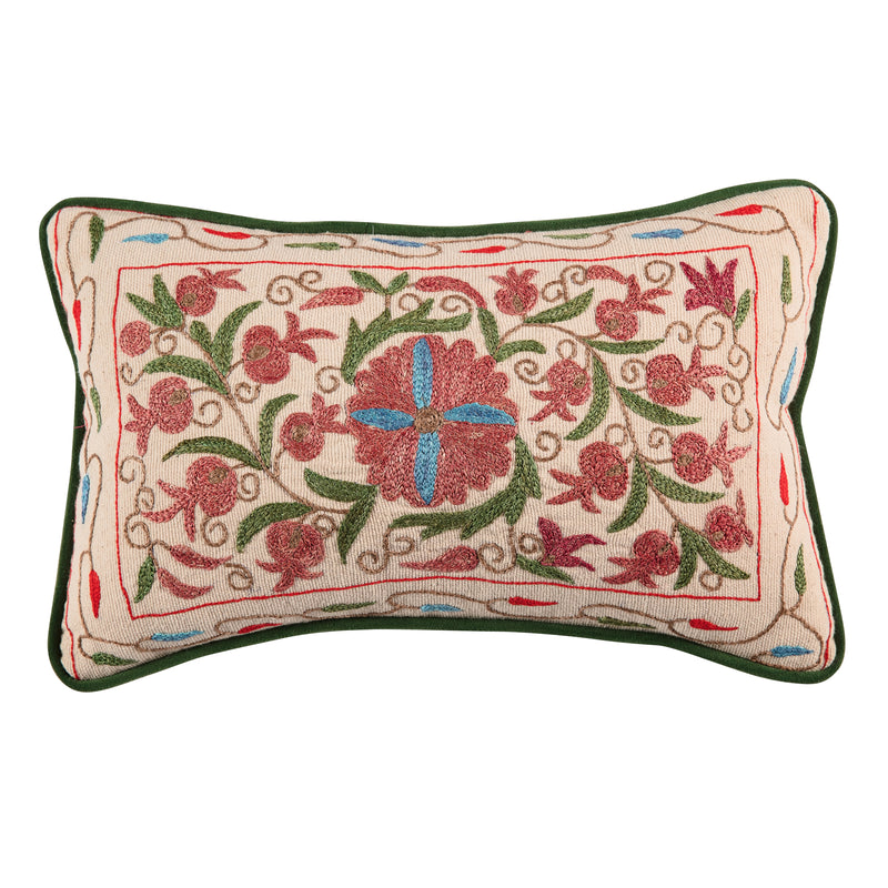 Small Limited edition green and red lumbar with green velvet back