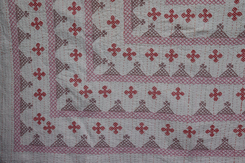 Pink and Purple Hand embroidered Kantha