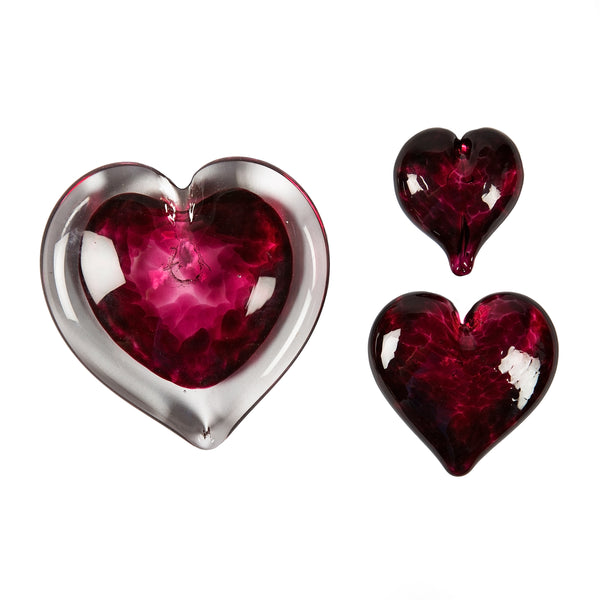 Raspberry Glass Hearts