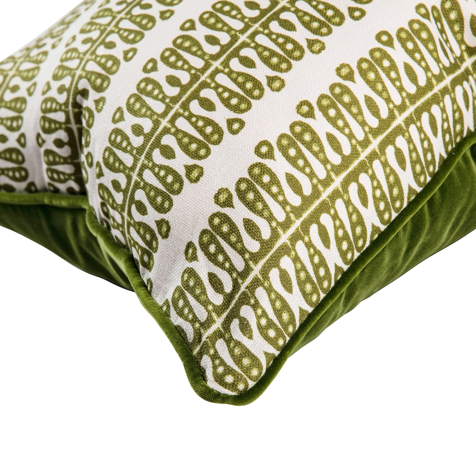 Hearts and Minds Cushion - Peridot with Peridot Velvet Back and Piping