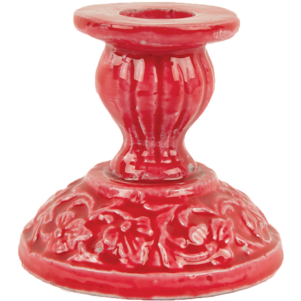 Ian Snow Moulded Metal Ceramic Candle Holder in Scarlet
