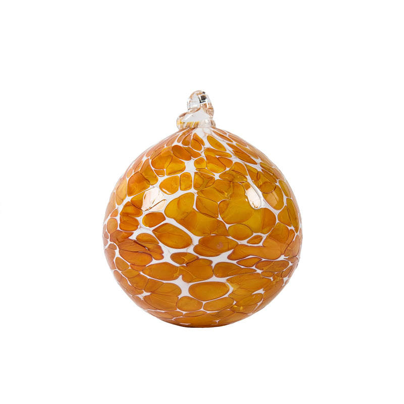 Hand blown glass bauble - marmalade and snow