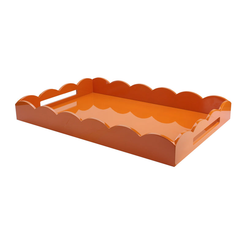 Addison Ross Orange Large Lacquered Scallop Ottoman Tray