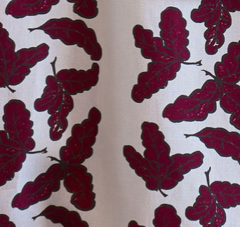 Oak Leaf Fabric in Raspberry